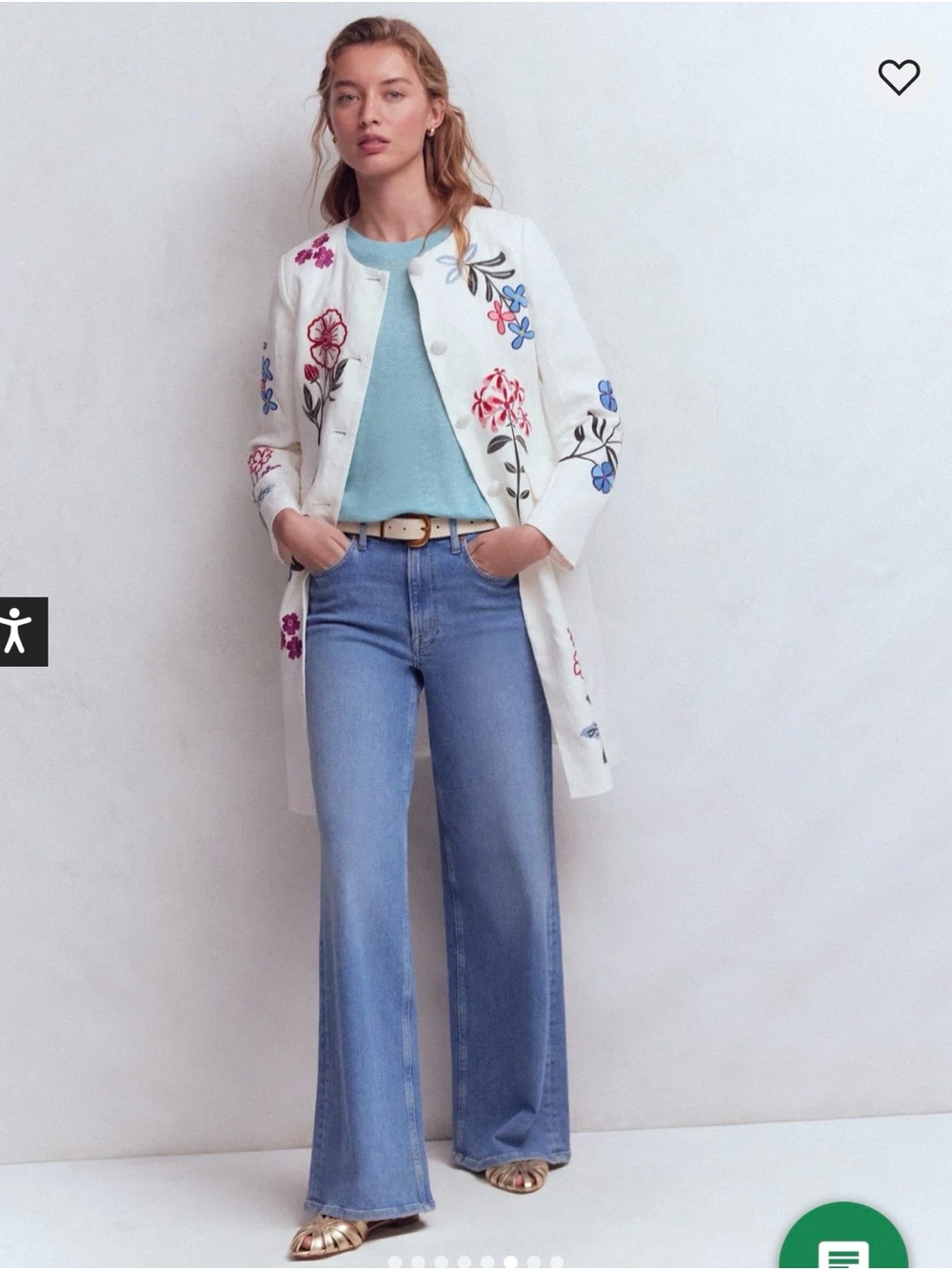 Boden Embroidered Linen Coat NWT Floral US 8